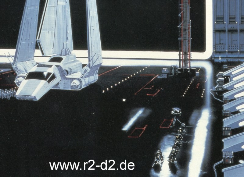 The Death Star hangar with several small R2-units